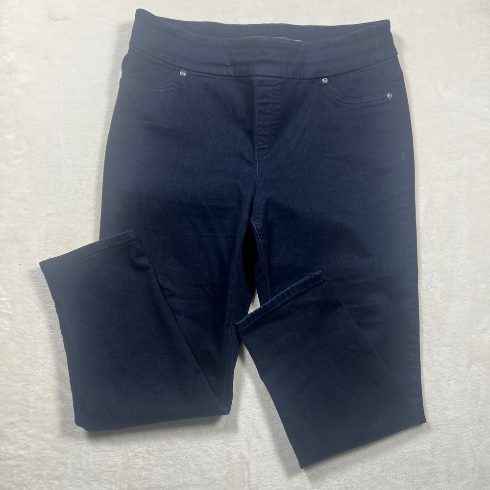 Chico's Perfect Stretch Ankle Jeans Womens 2 US 12 Large Dark Wash Pull On Denim